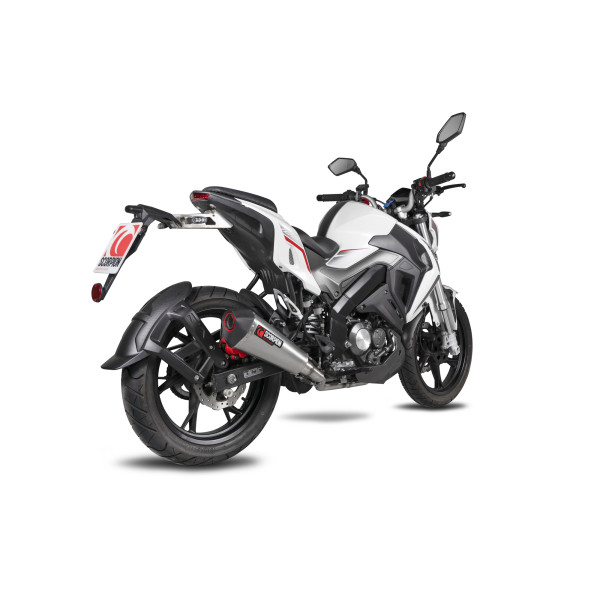 Scorpion Exhaust Keeway RKF 125 Euro 4 model 2019 - 2021 Serket Taper Full System Brushed Stainless Steel Sleeve